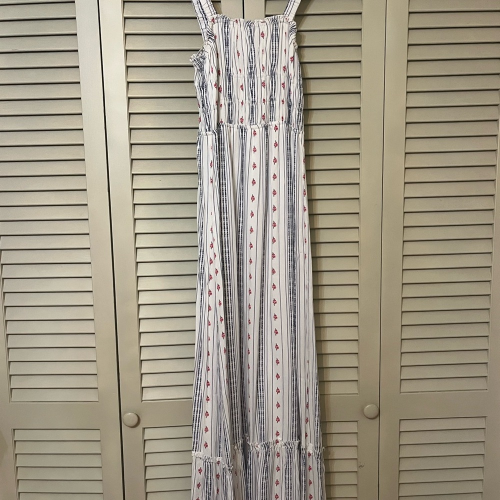 Japna White and Blue Striped Maxi Dress